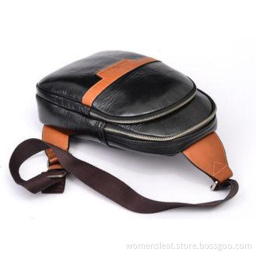 Black Oil Wax Neutral Style Fashion Leather Backpack for Ma